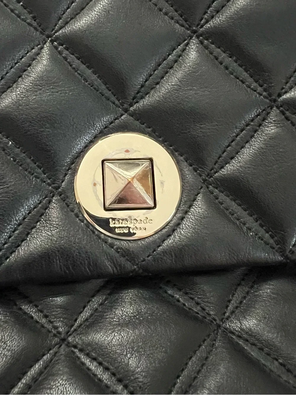 Kate Spade- Quilted Black Shoulder Bag with Chain Strap